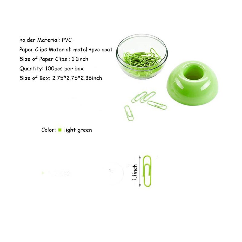 Supfoxer Lime Green Magnetic Paper Clip Holderï¼Œ100pcs Paper Clips 28mm(1.1") Cute Office Supplies for Desk Organizer - Image 3